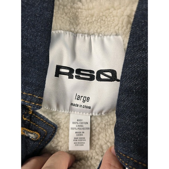 NWT‎ RSQ Sherpa Lined Crop Denim Jacket Womens Large - Picture 4 of 6